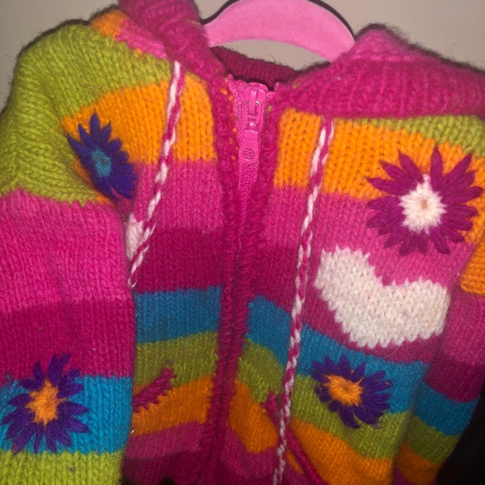 Wool & Cotton Hoodie Jacket Size 4 made in Ecuador